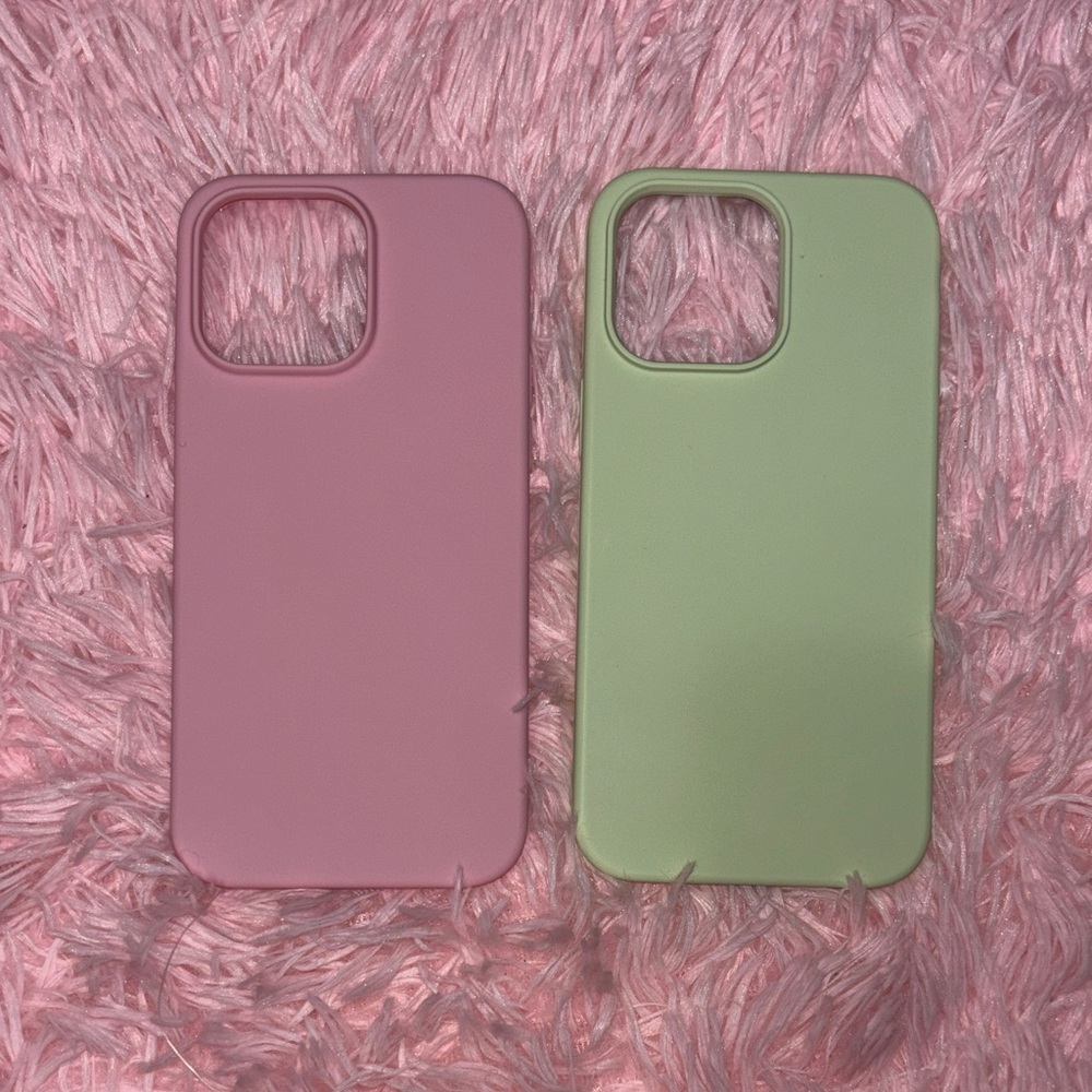 iPhone 14 Pro Max Pink and Green Silicone Phone Cases
